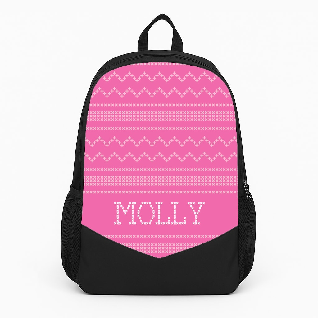 Personalised Christmas Jumper Pink Large Backpack