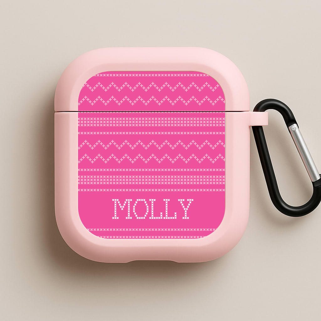 Personalised Christmas Jumper Pink Pink AirPods Case