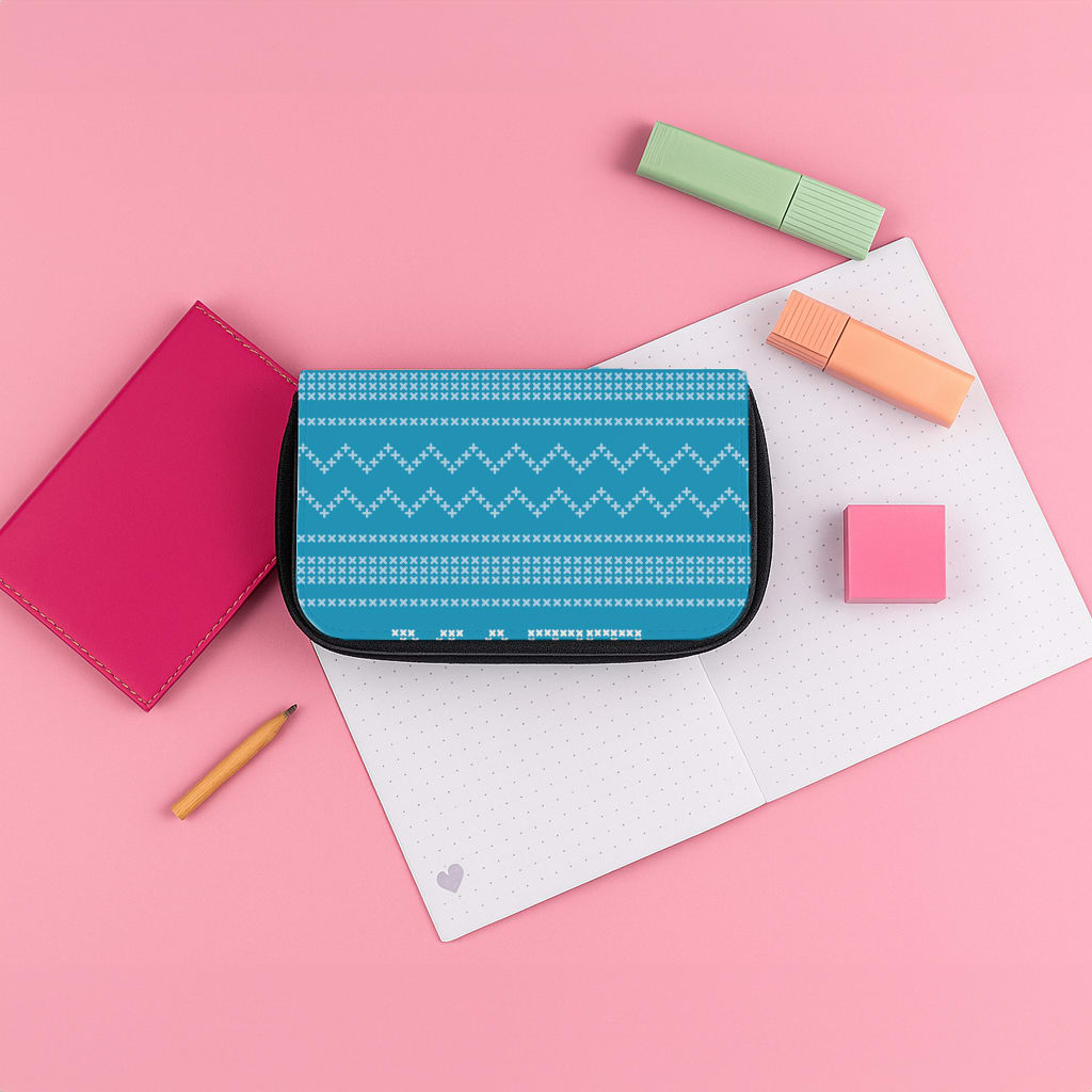 Personalised Christmas Jumper Blue Pencil Case