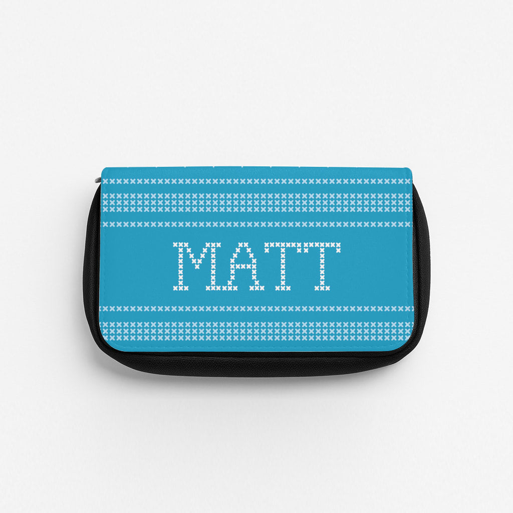 Personalised Christmas Jumper Blue Pencil Case