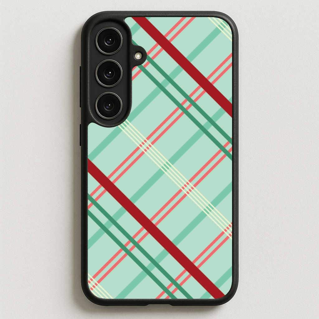 Pastel Tartan Christmas Pattern Phone Case for Galaxy S25FE