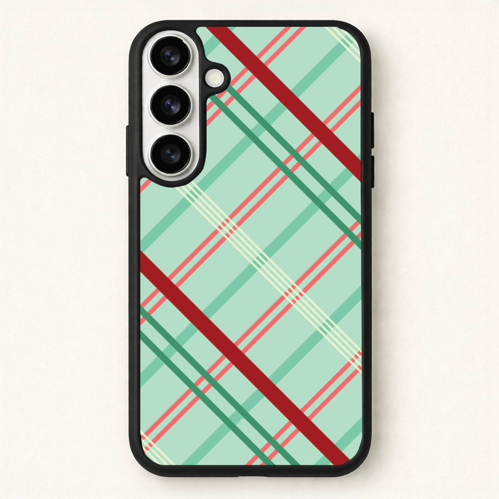 Pastel Tartan Christmas Pattern Phone Case for Galaxy S26 Plus