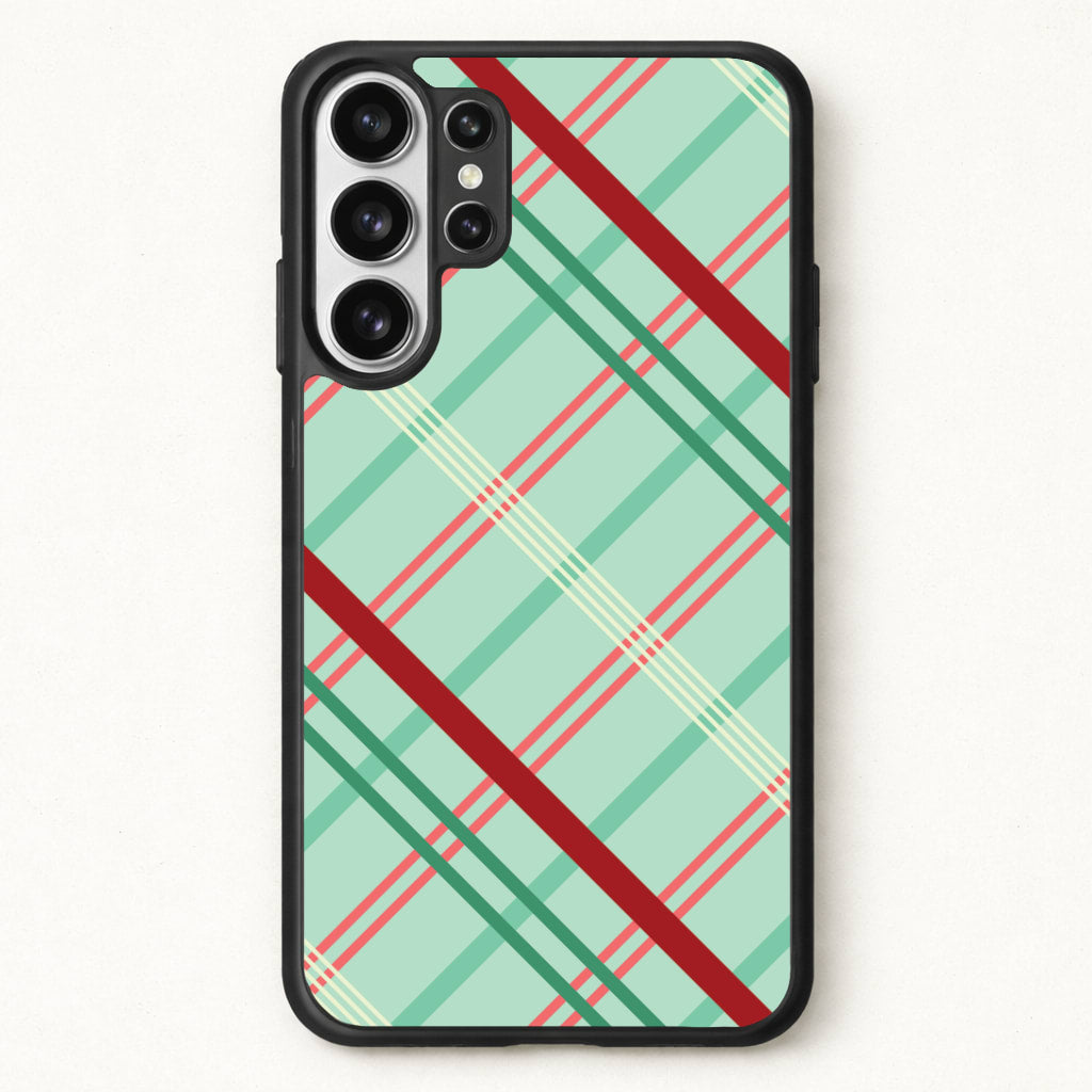 Pastel Tartan Christmas Pattern Phone Case for Galaxy S26 Ultra