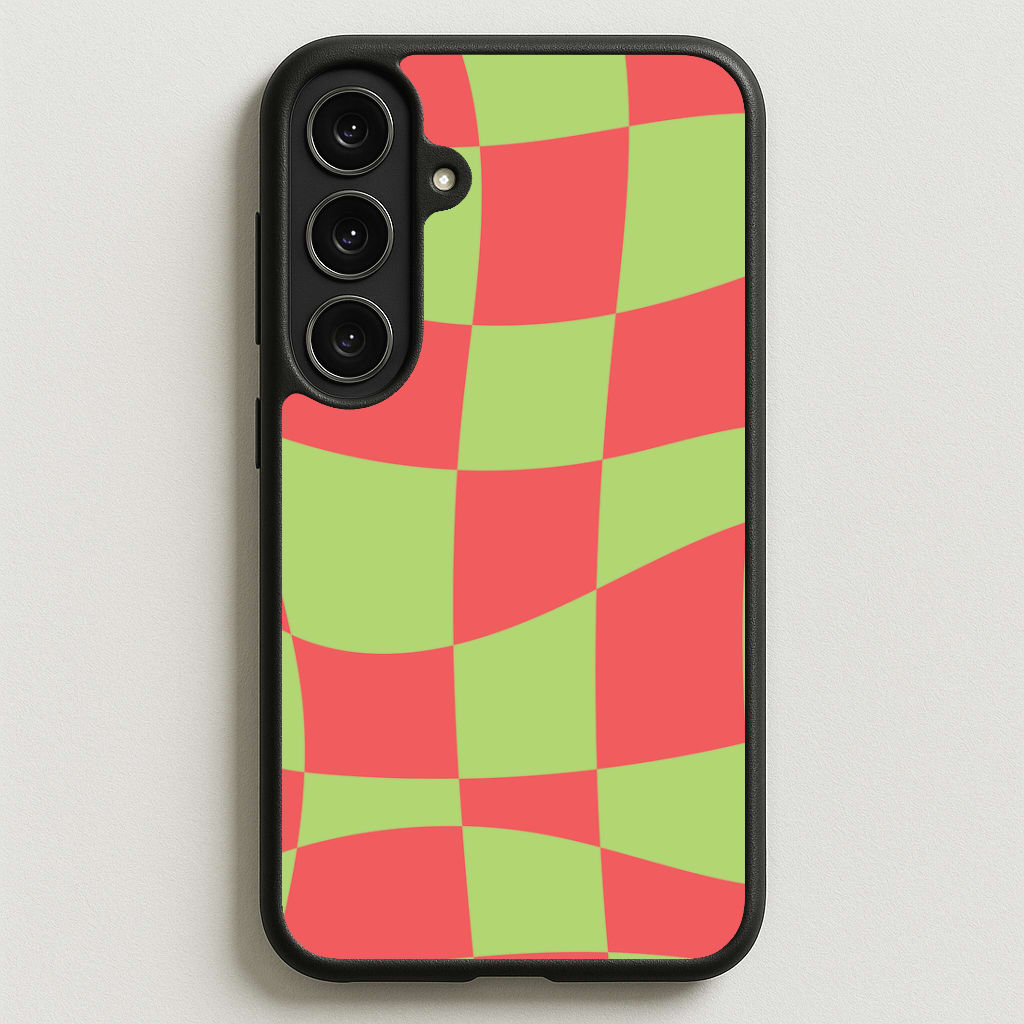 Abstract Red And Green Christmas Pattern Phone Case for Galaxy S25FE