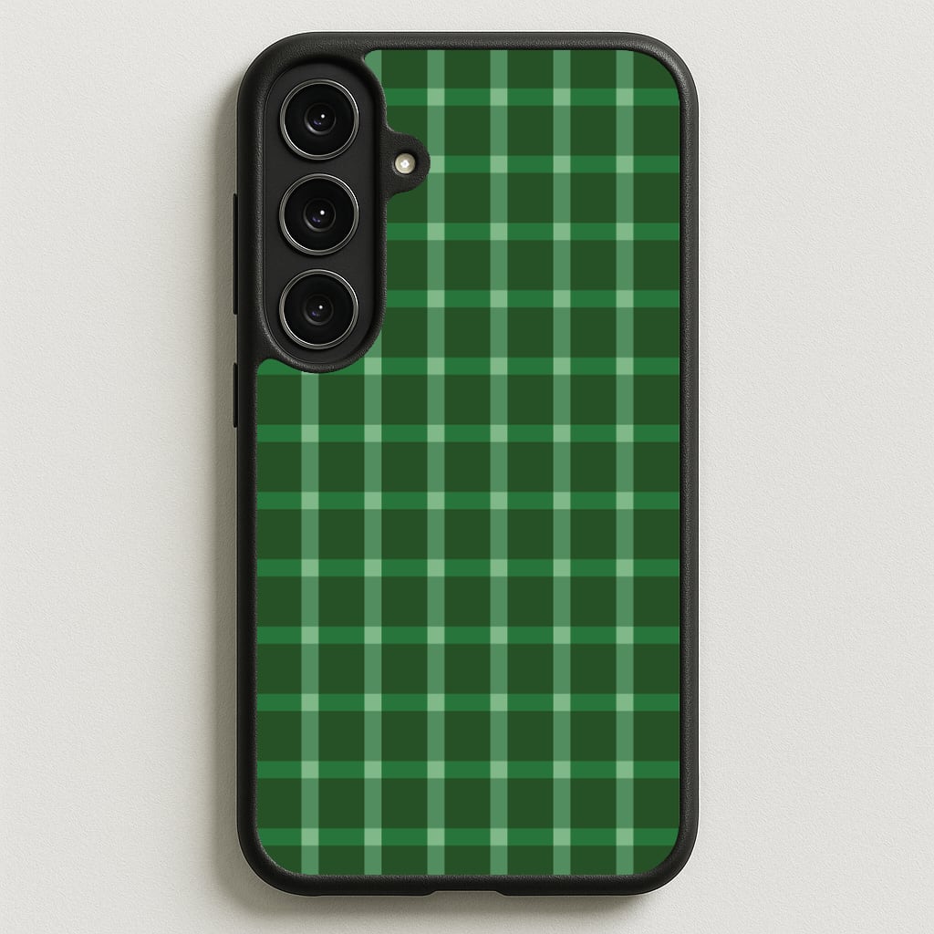 Dark Green Tartan Christmas Pattern Phone Case for Galaxy S25FE