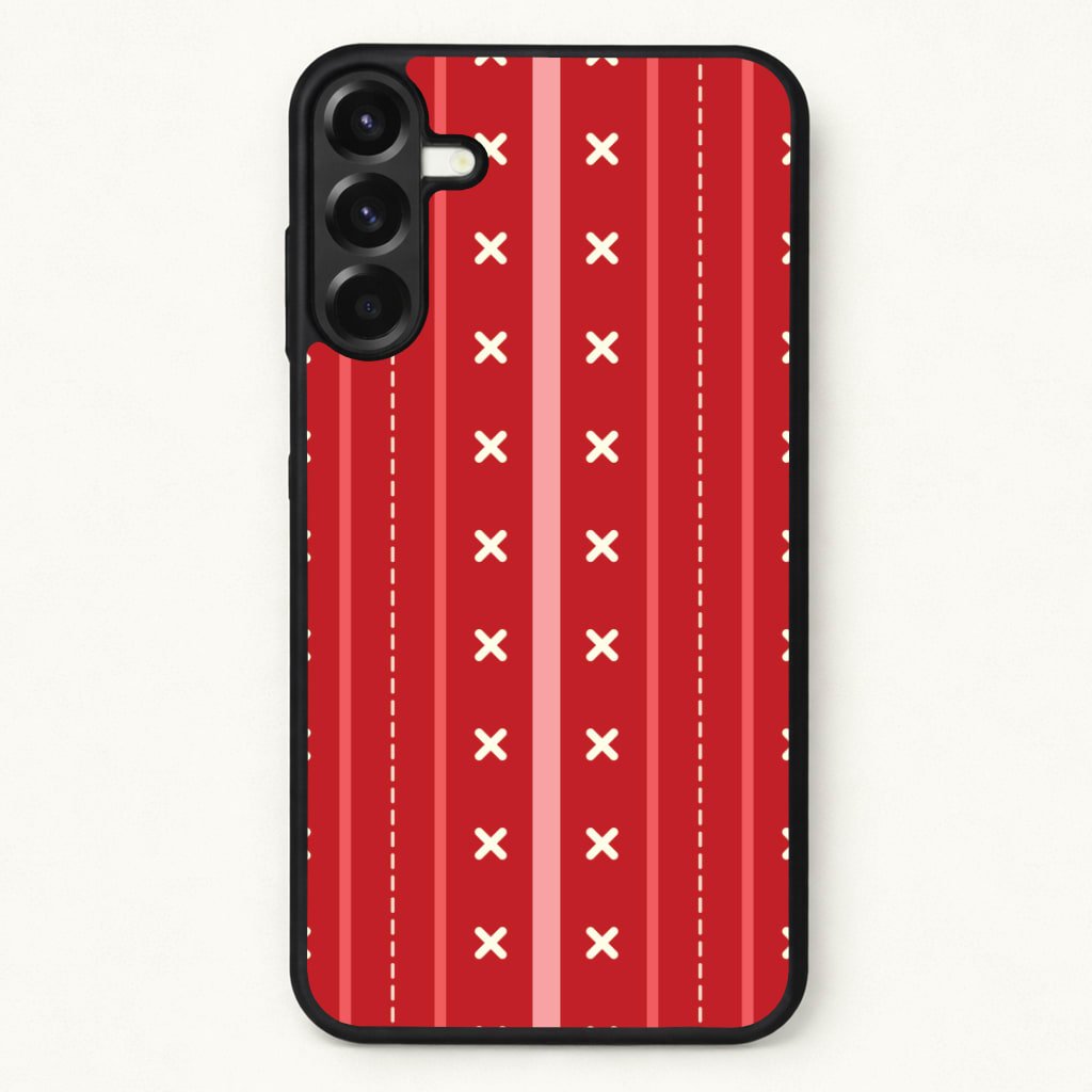 Stripes And Stitches Red Christmas Pattern Phone Case for Galaxy A17