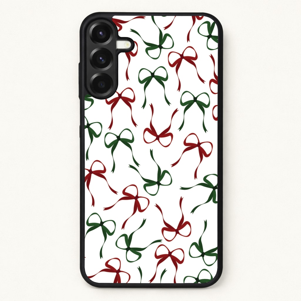 Red And Green Coquette Christmas Bows Pattern Phone Case for Galaxy A57