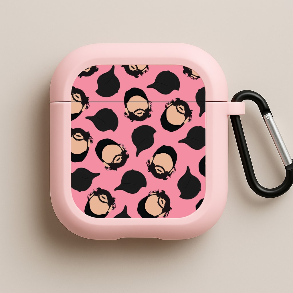 Joe And Hats Pattern Pink AirPods Case