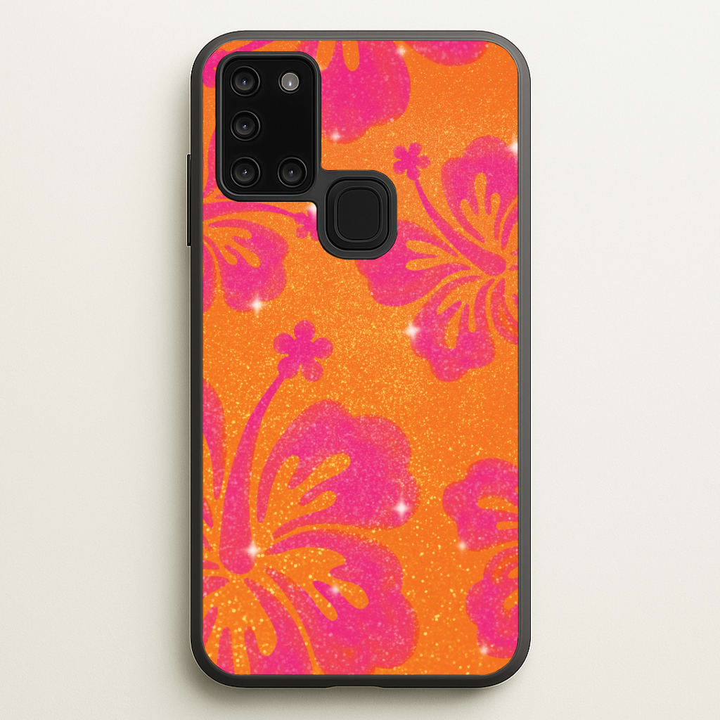 Shimmer Hibiscus Phone Case - Galaxy A21s