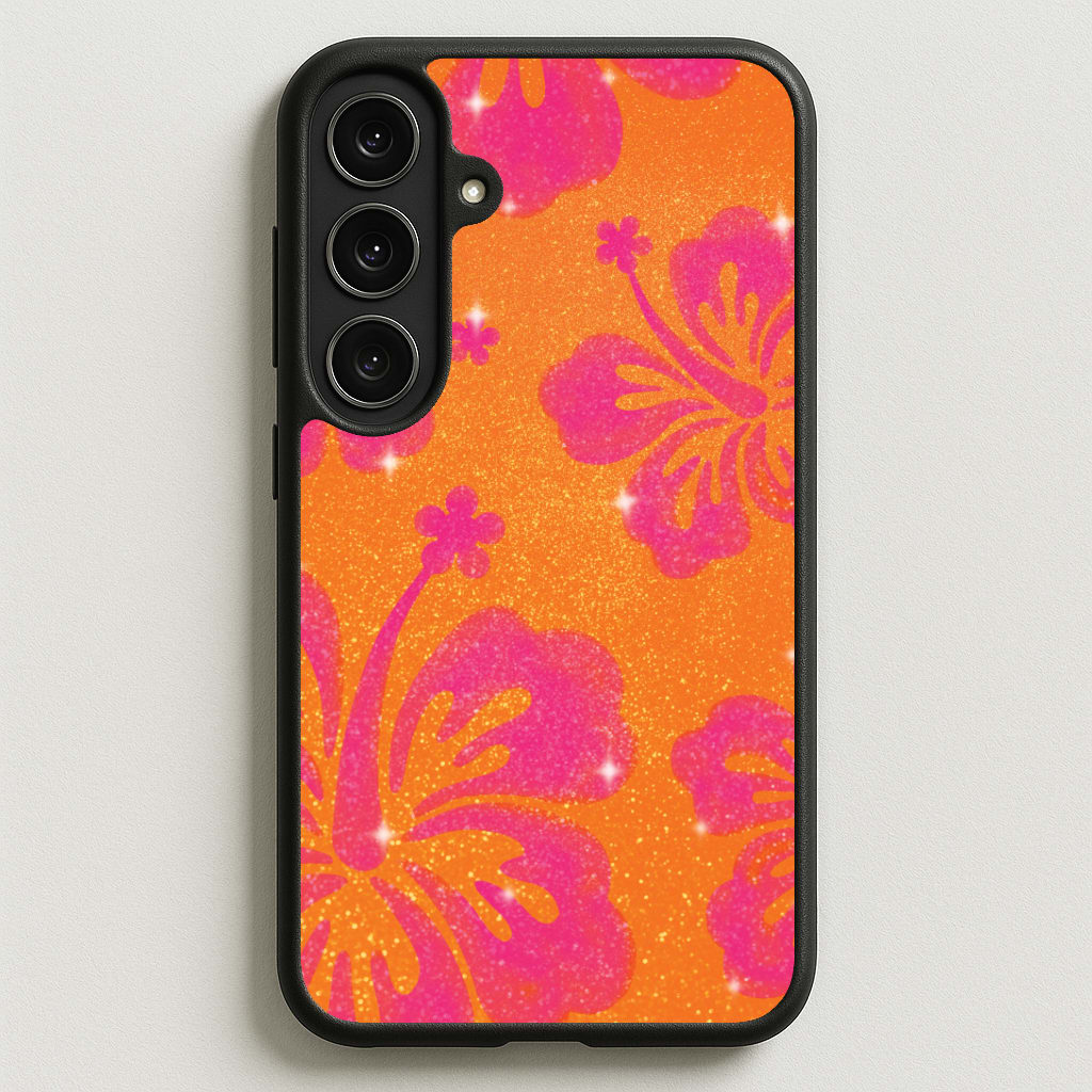Shimmer Hibiscus Phone Case - Galaxy S25FE