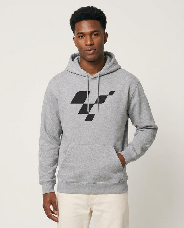 logo - Motorbike Hoodie — Grey Front, worn