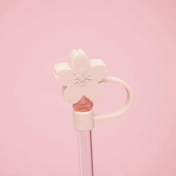 Light Pink Flower Straw Cover