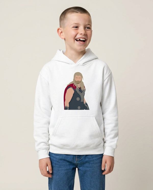 Thor Kids Hoodie — White Front, worn
