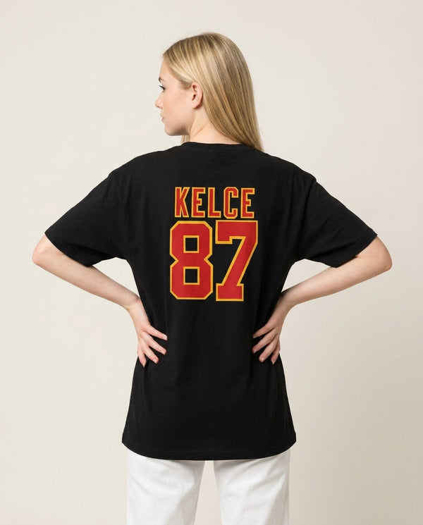 Kelce 87 - Travis T-Shirt — Black Back, worn