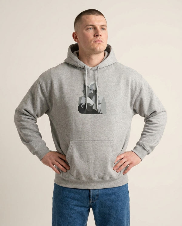 Moon knight Hoodie — Grey Front, worn
