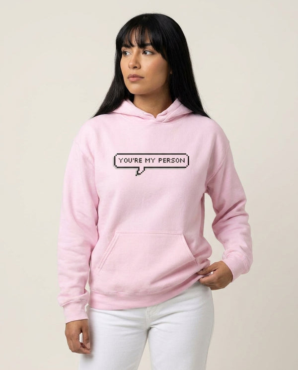 You're My Person - Grey's Hoodie — Pink Front, worn