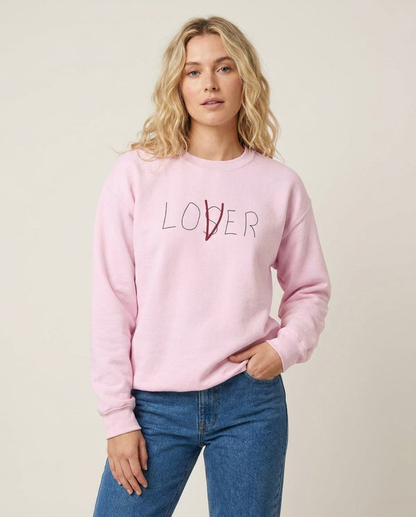 Loser - Clown Sweatshirt — Pink Front, worn
