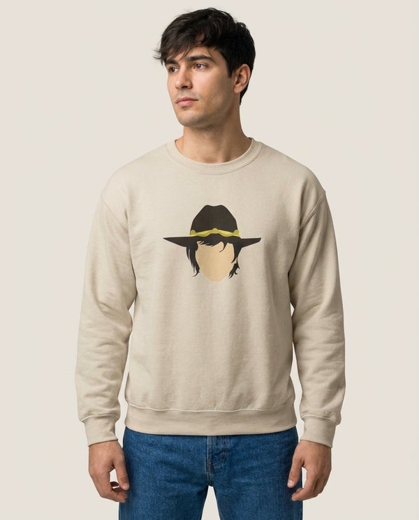 Carl Grimes - TWD Sweatshirt — Sand Front, worn