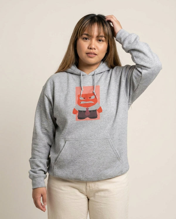 Anger - Inside Out Hoodie — Grey Front, worn