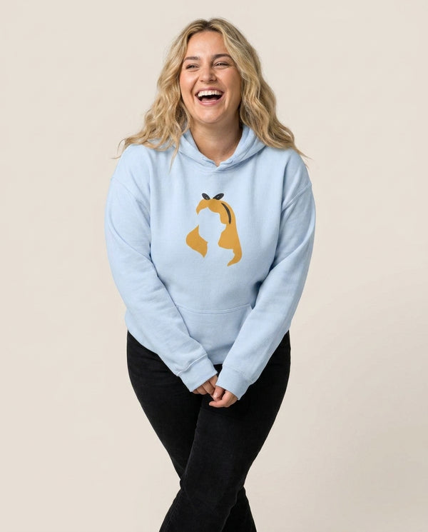Alice Hoodie — Blue Front, worn