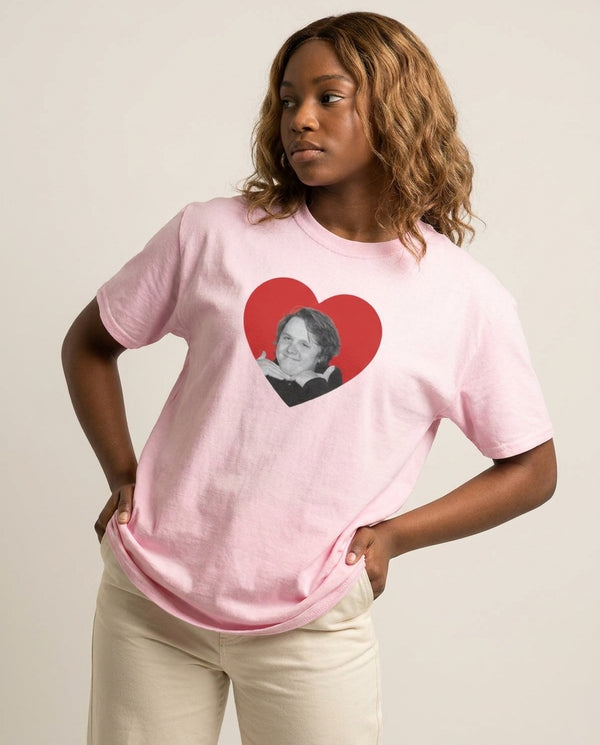 Love Lewis T-Shirt — Pink Front, worn