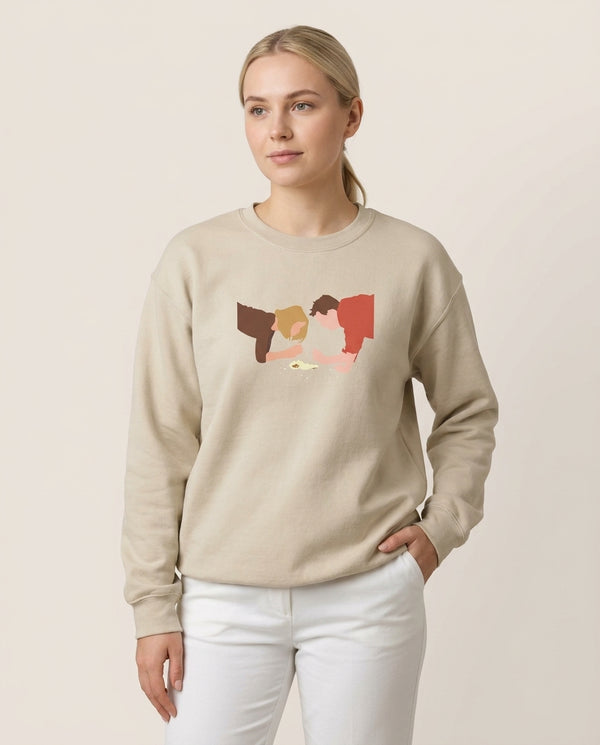 Eating Some Food Sweatshirt — Sand Front, worn