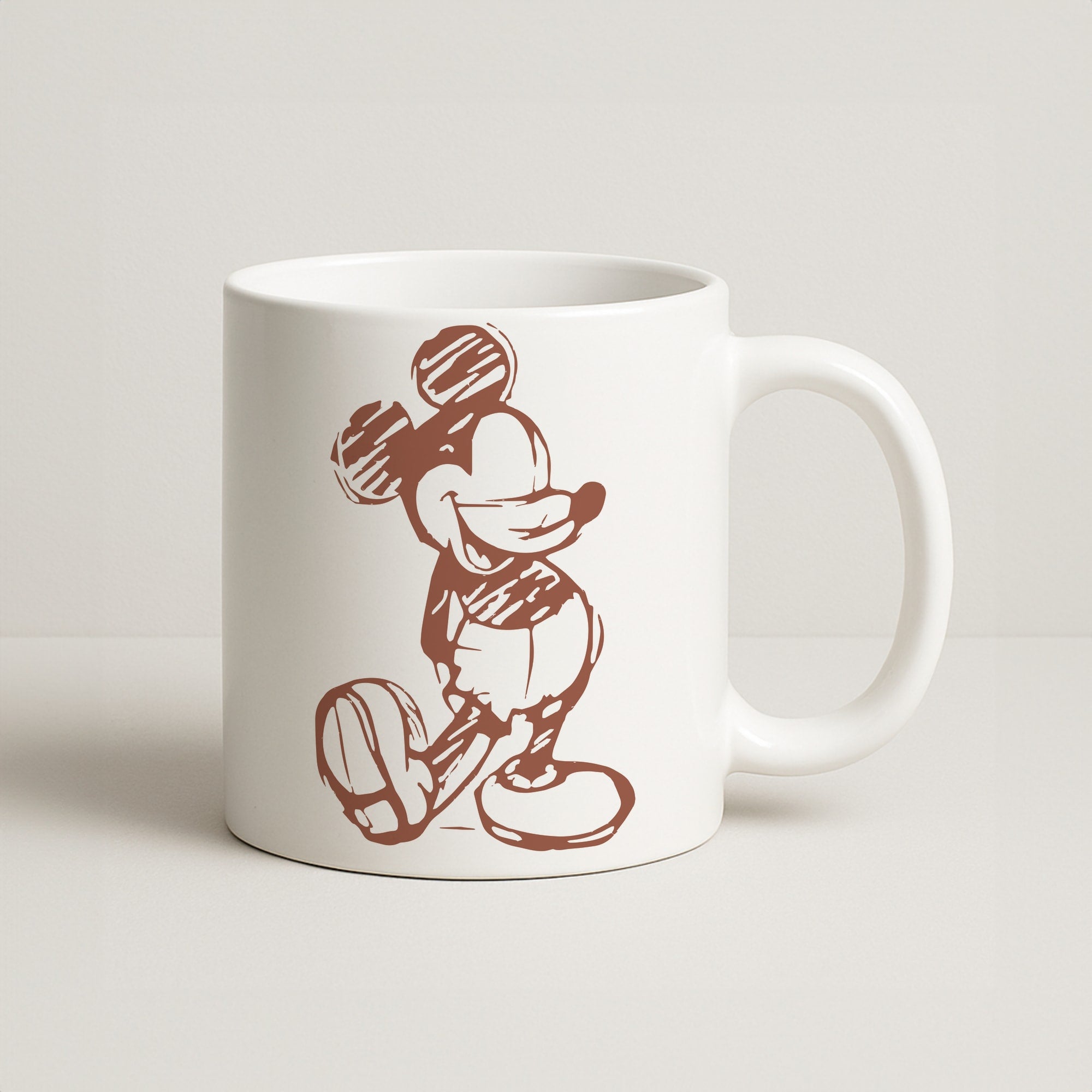 Sketched Mouse Outline Beige Coffee Mug