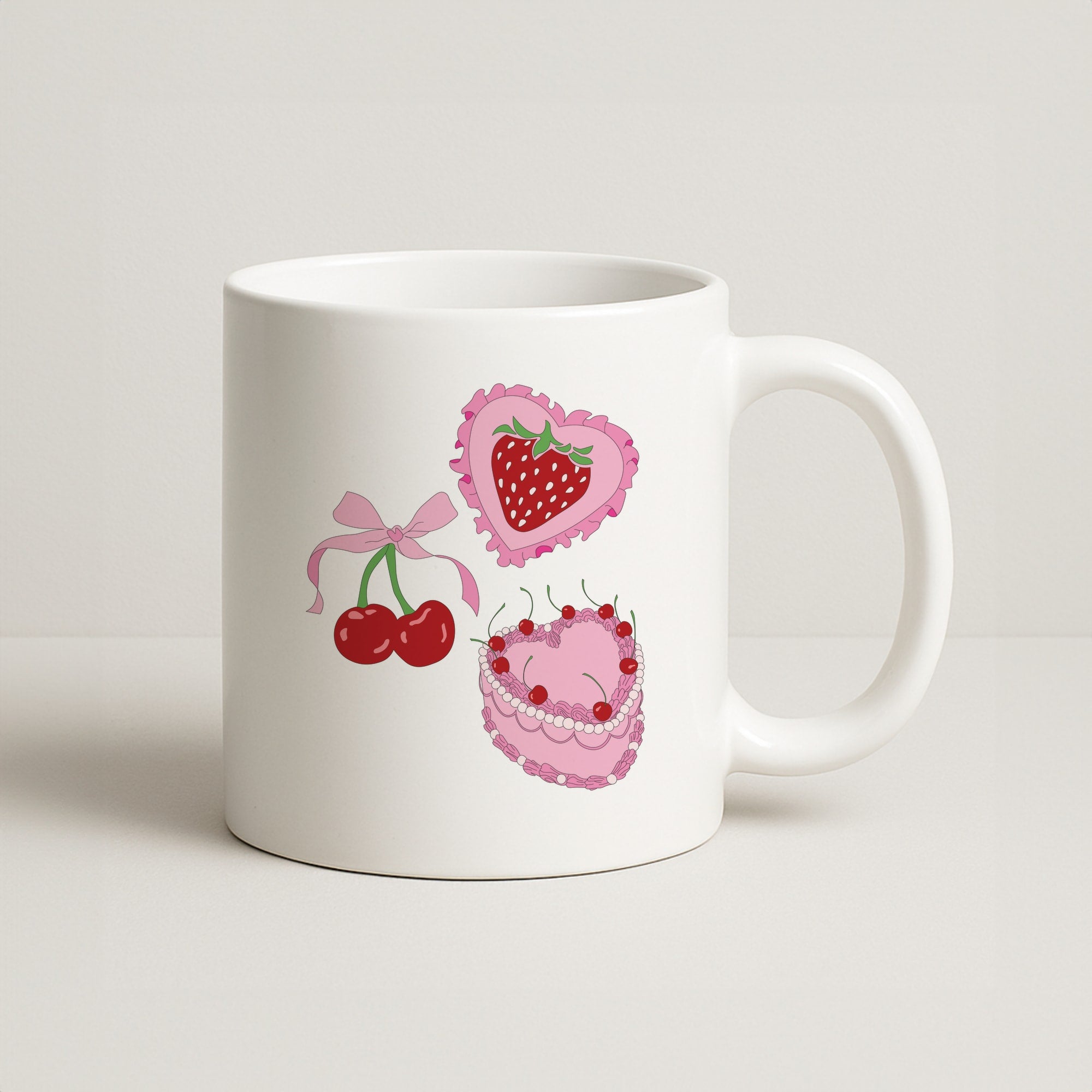 Cherries, Strawberries And Cake - Valentine's Day Coffee Mug