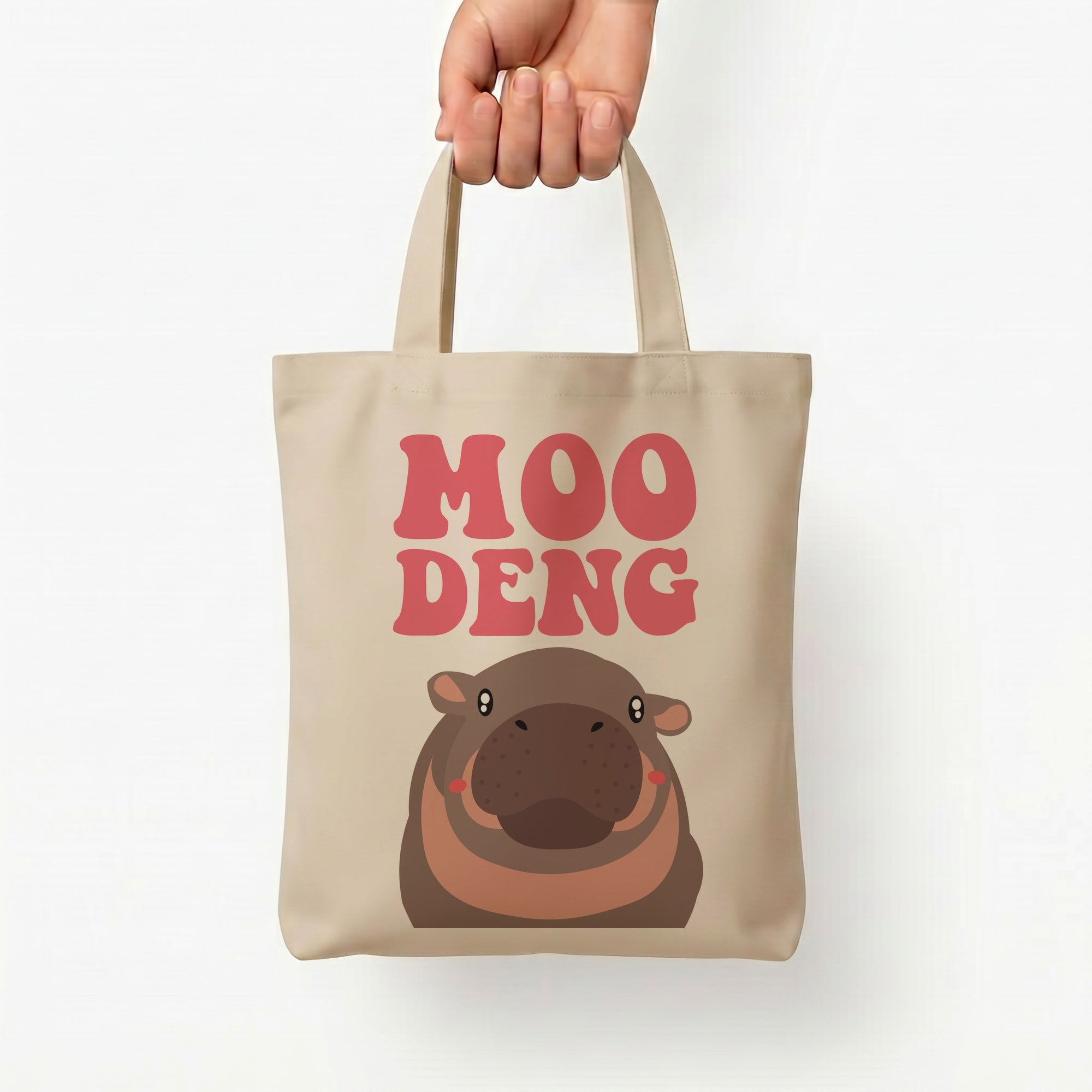 Moo Pink Tote Bag — Natural / Small