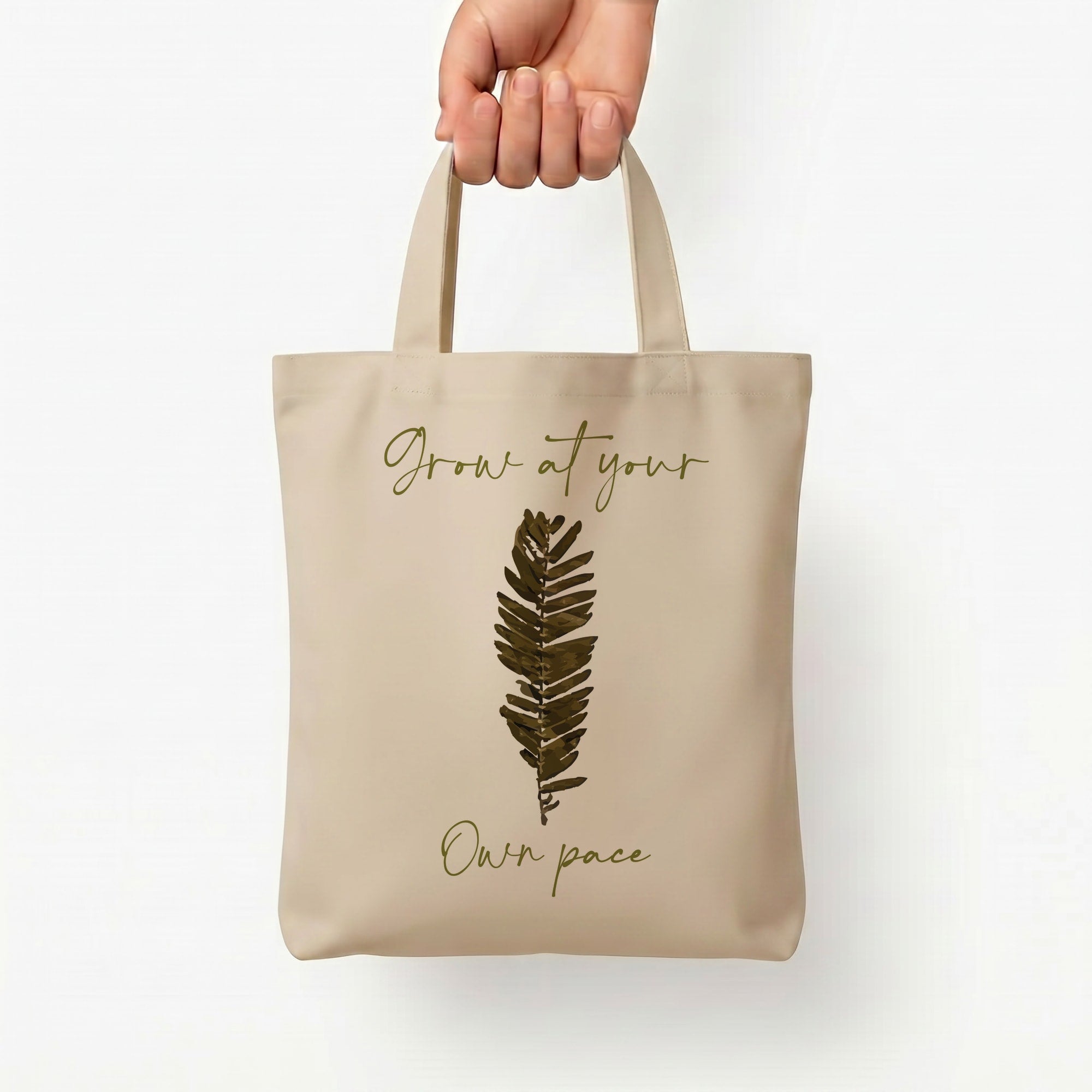 Grow At Your Own Pace Fern Tote Bag — Natural / Small