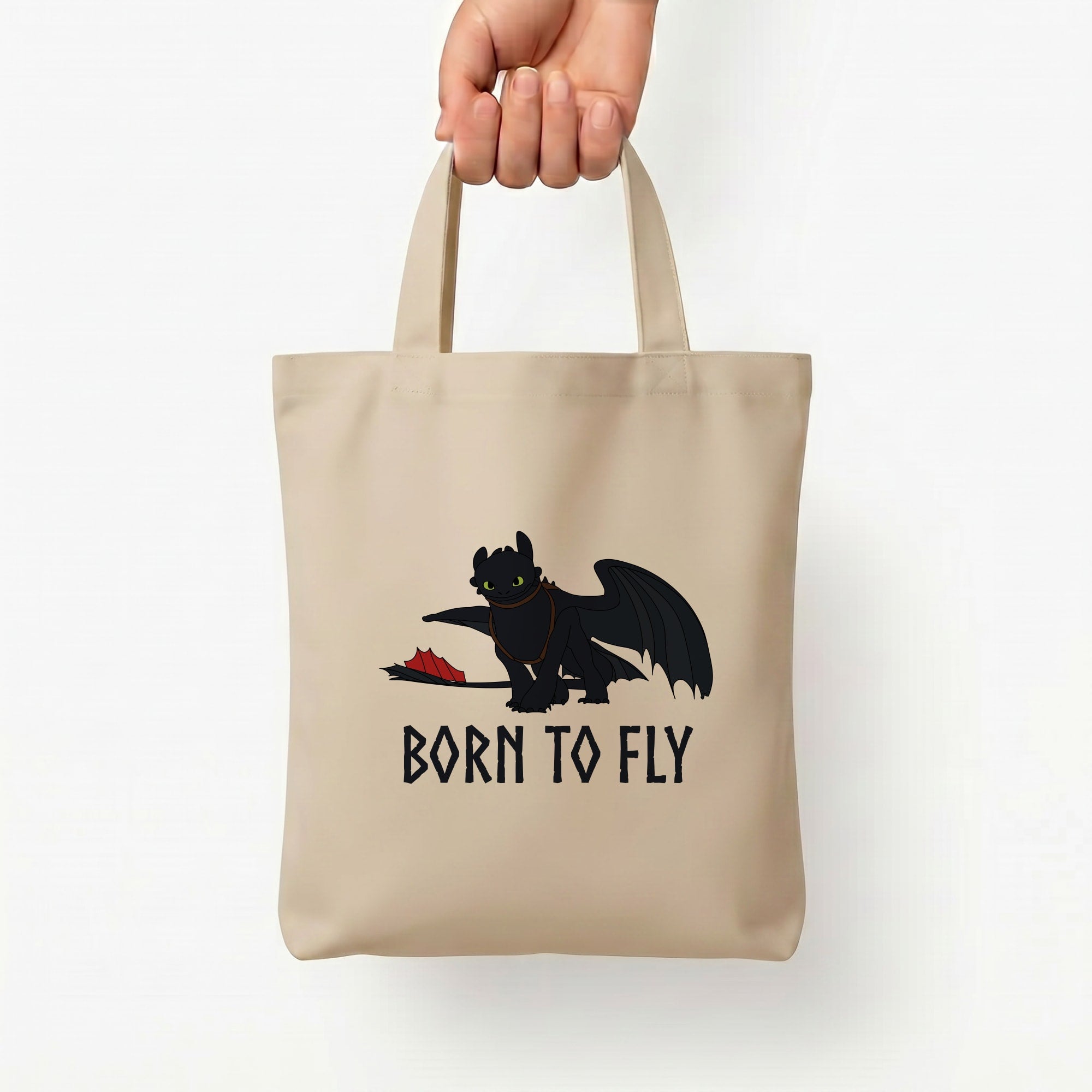 Dragon Born To Fly Tote Bag — Natural / Small