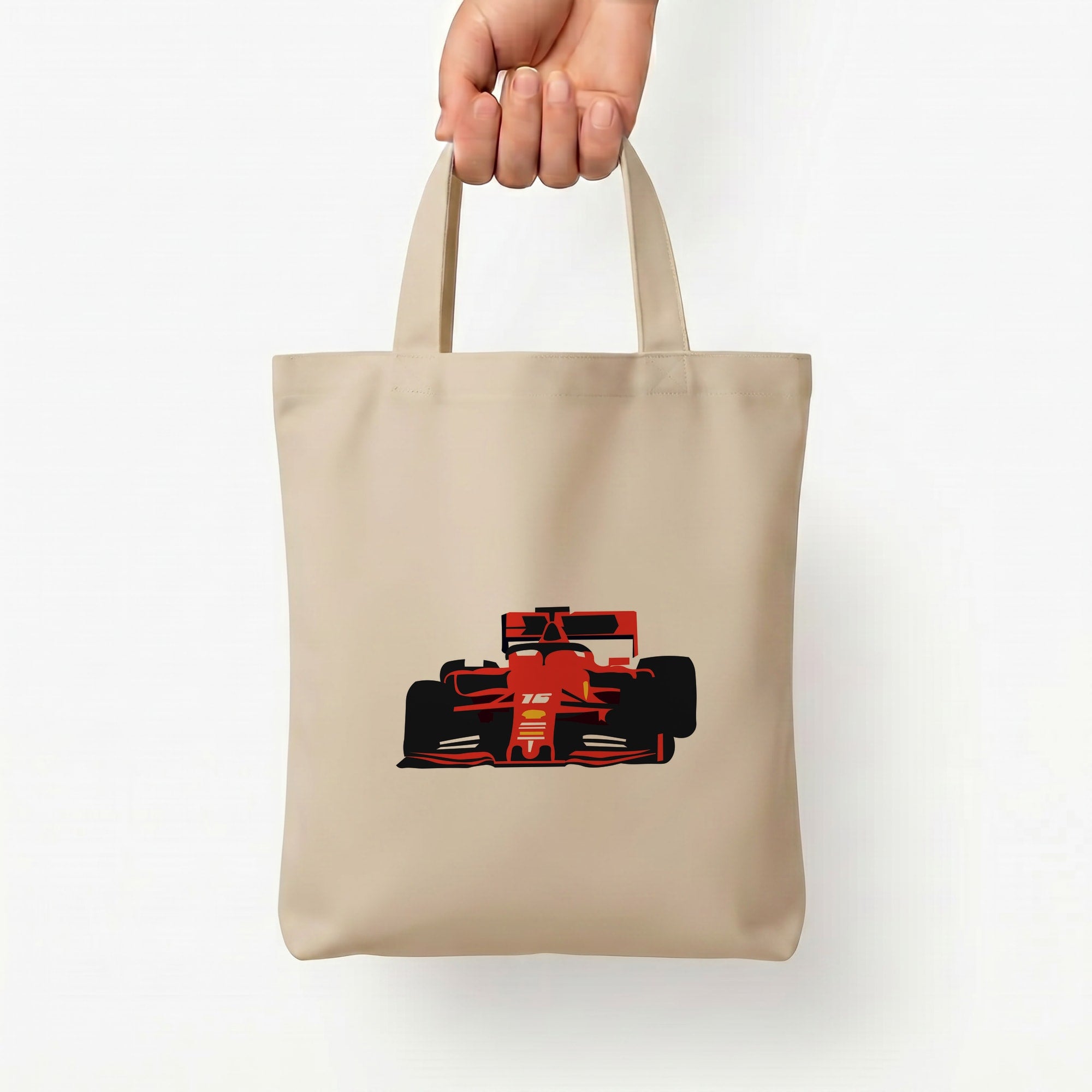 F1 Car Tote Bag — Natural / Small