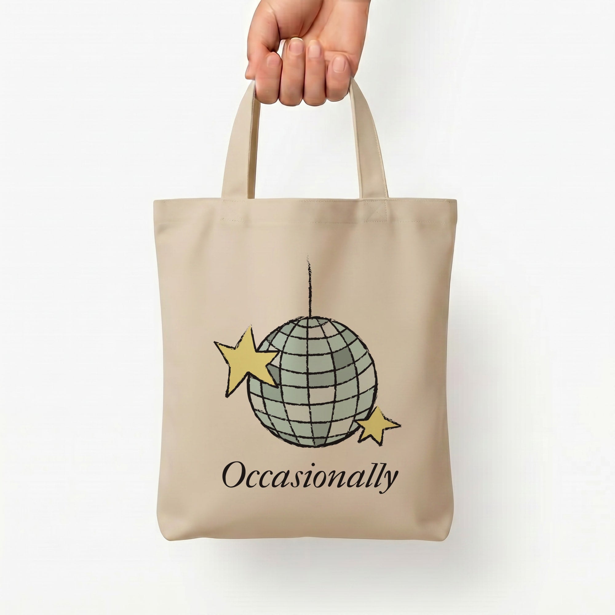 Ocasionally Discoball Tote Bag — Natural / Small