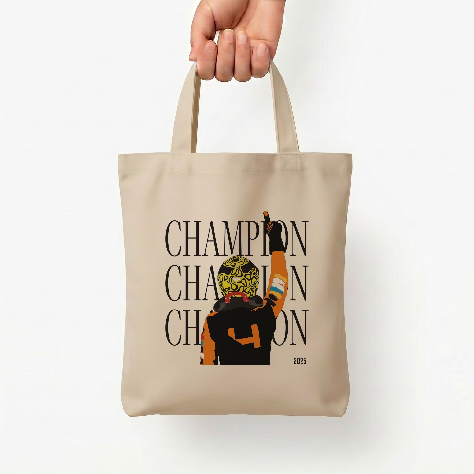 Lando Champion 2025 Tote Bag — Natural / Small