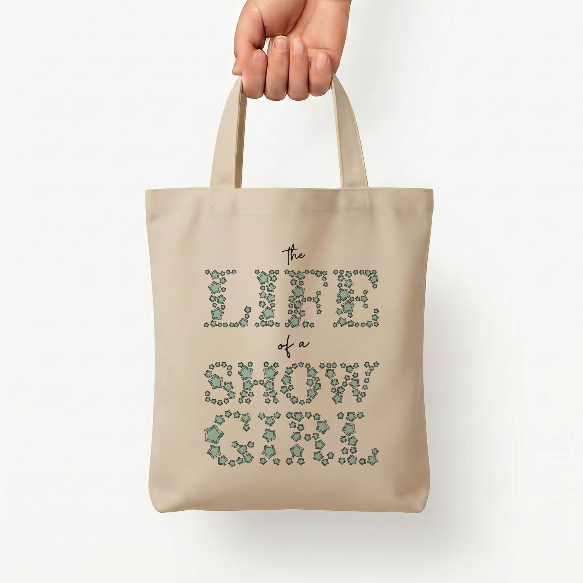 TLOAS Bedazzled Writing Tote Bag — Natural / Small