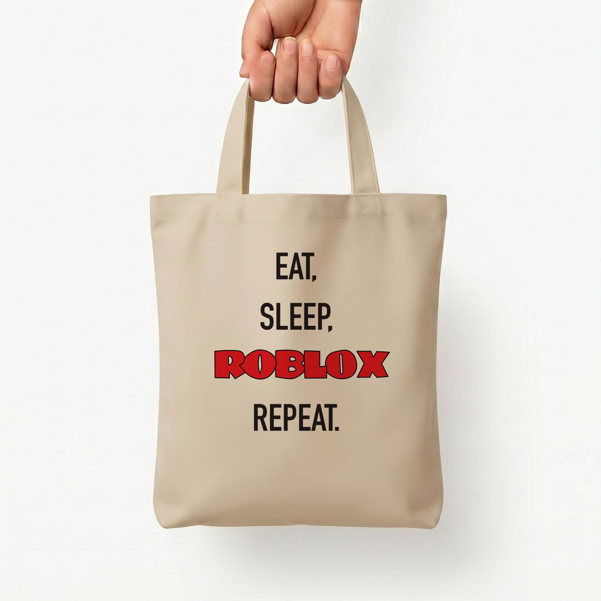 Eat, sleep, repeat Tote Bag — Natural / Small