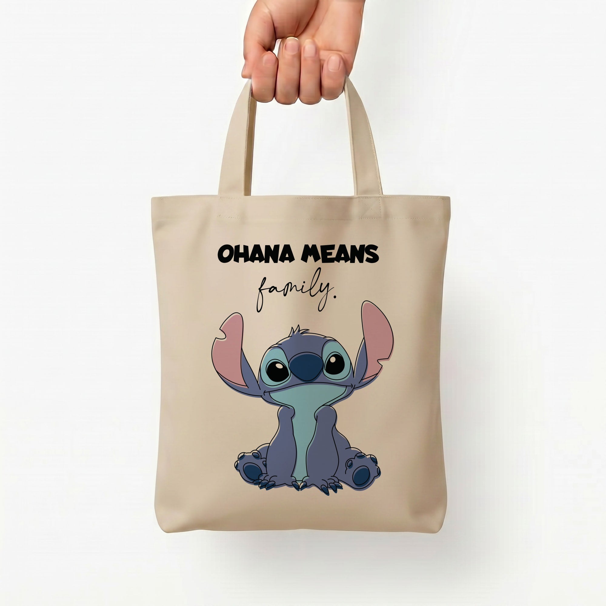Ohana Means Family Pink Tote Bag — Natural / Small