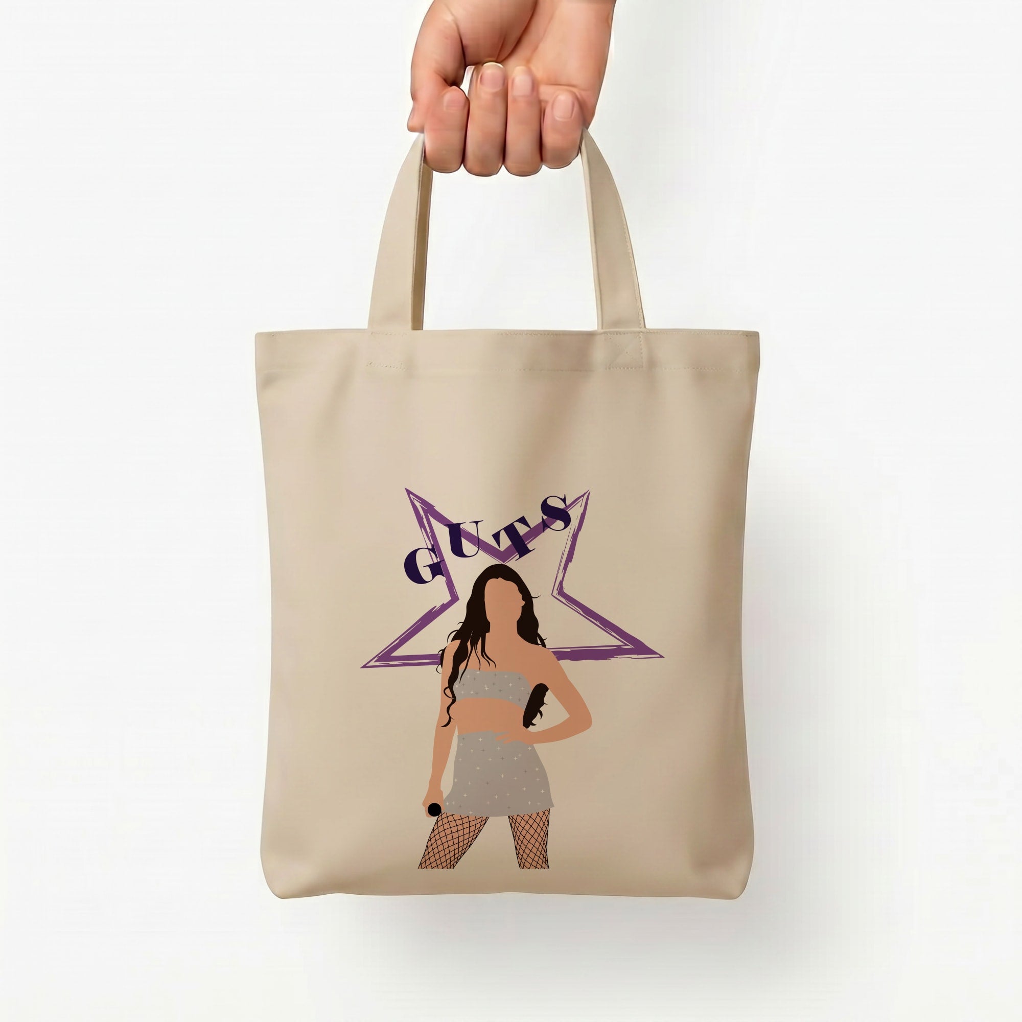 Dark Purple Olivia Tote Bag — Natural / Small