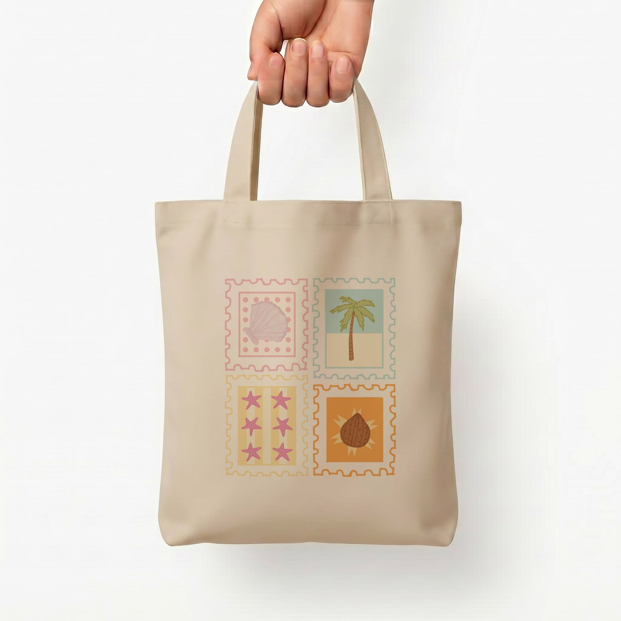 Tropical Stamps Tote Bag — Natural / Small