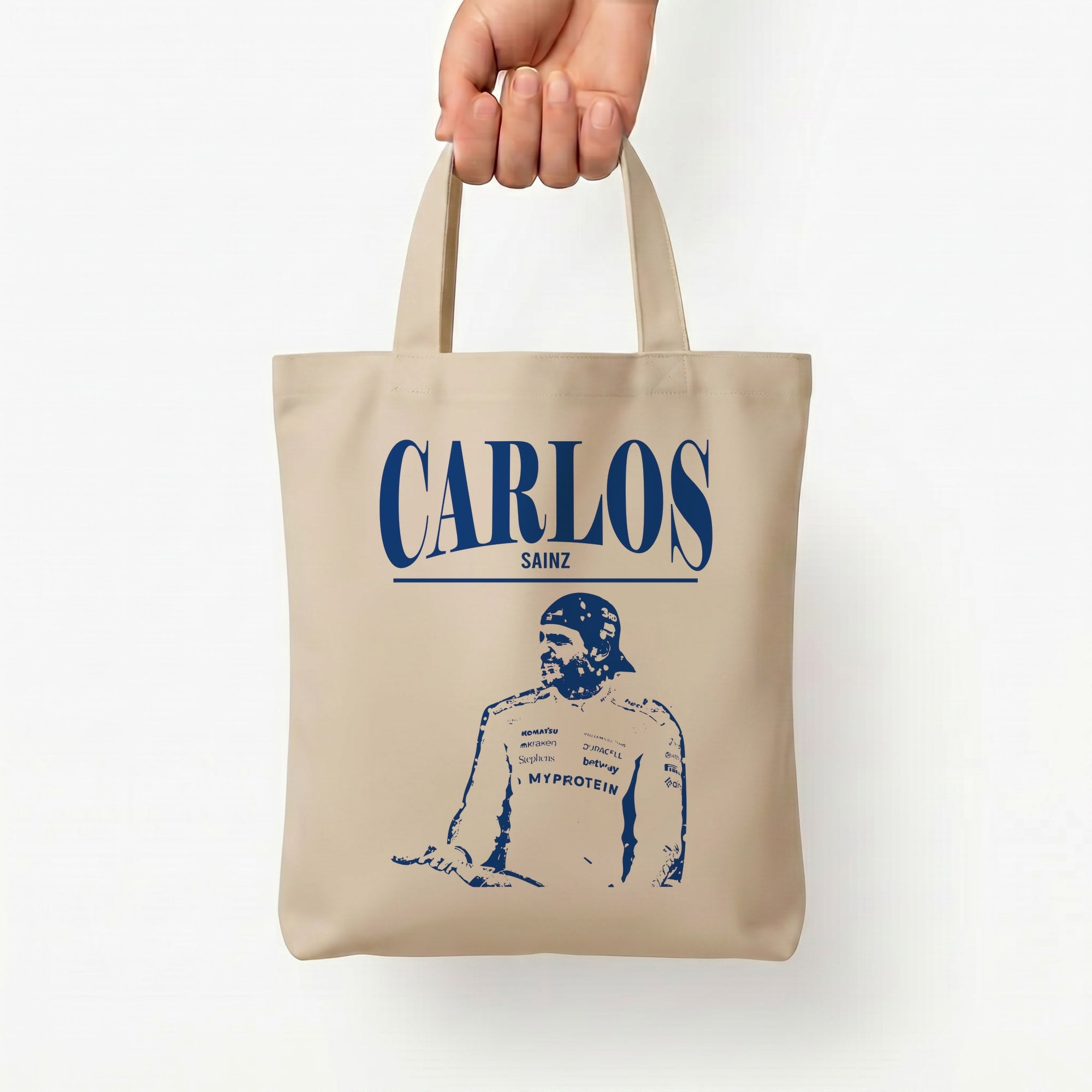 Carlos White And Blue Tote Bag — Natural / Small