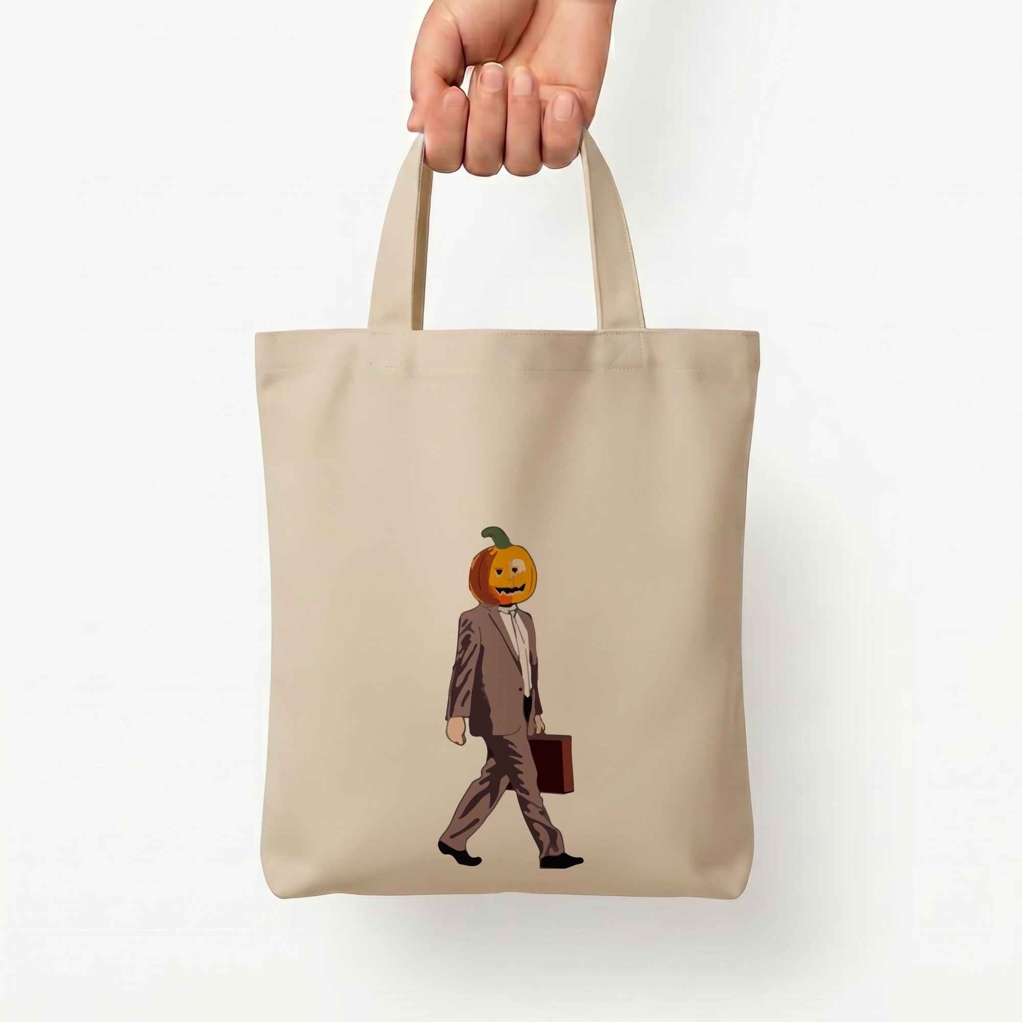 Dwight Pumpkin Head Tote Bag — Natural / Small