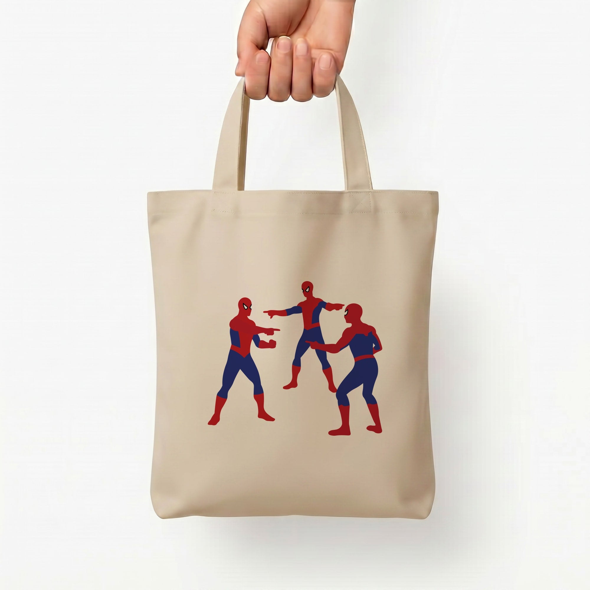 Spider Hero Pointing Meme Tote Bag — Natural / Small