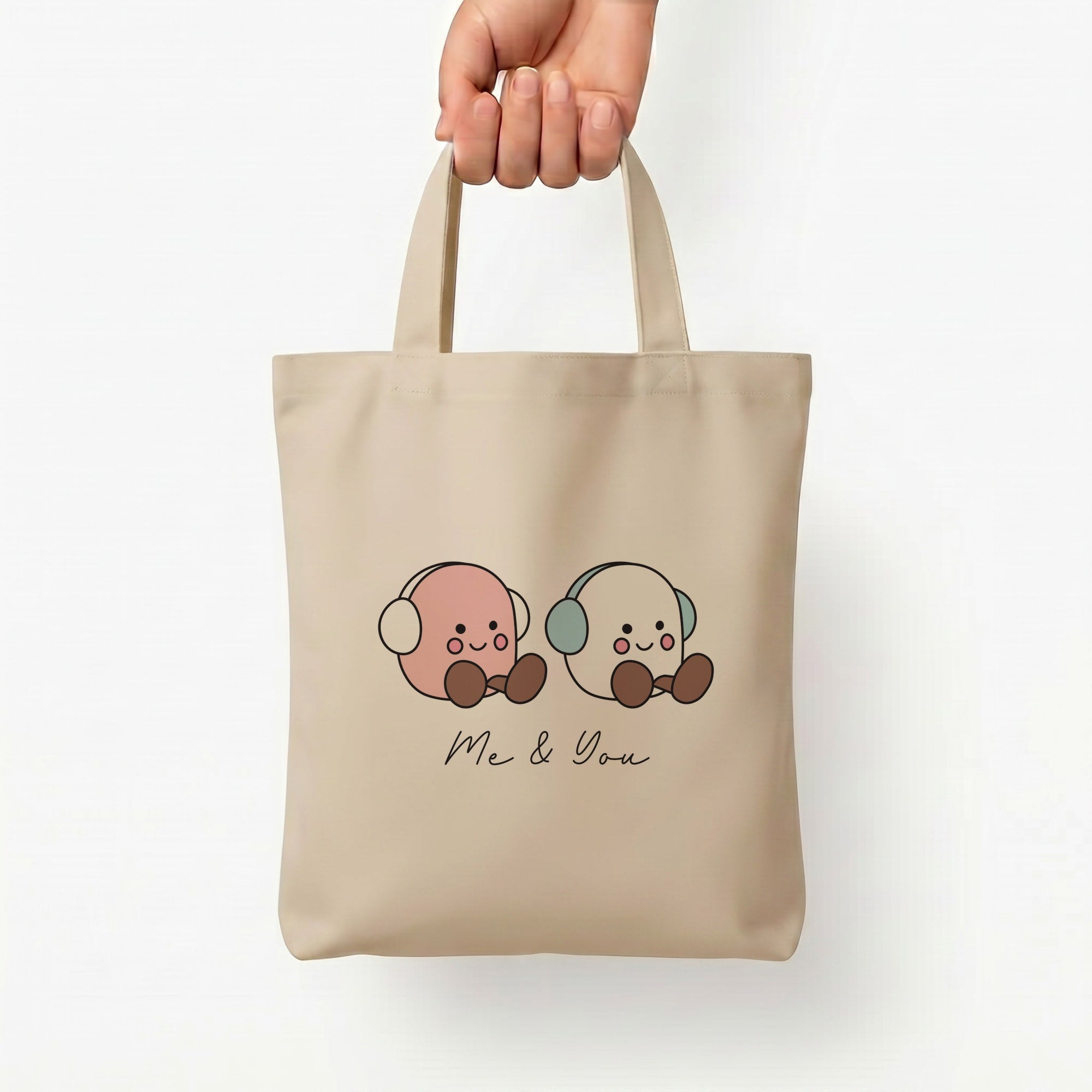 Cute Christmas Marshmellow Plushies Tote Bag — Natural / Small