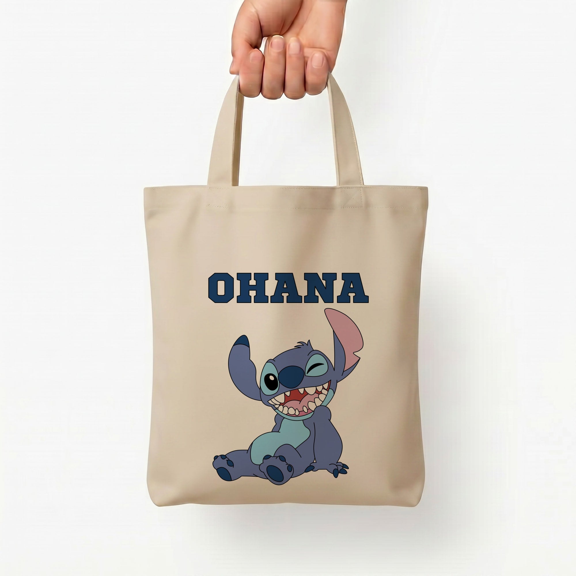 Blue Alien Ohana Tote Bag — Natural / Small