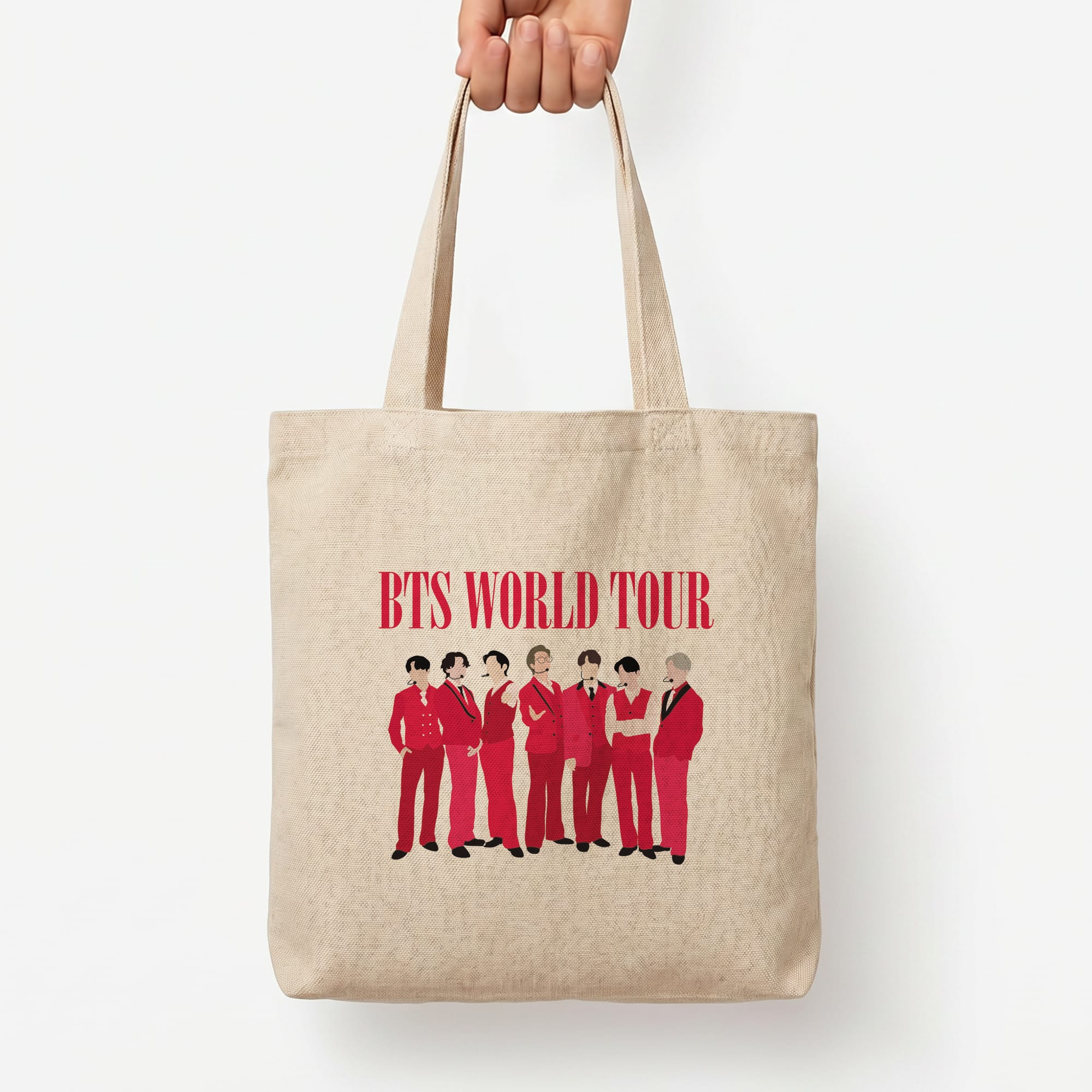 K-Pop Band World Tour 2026 Tote Bag — Natural / Large