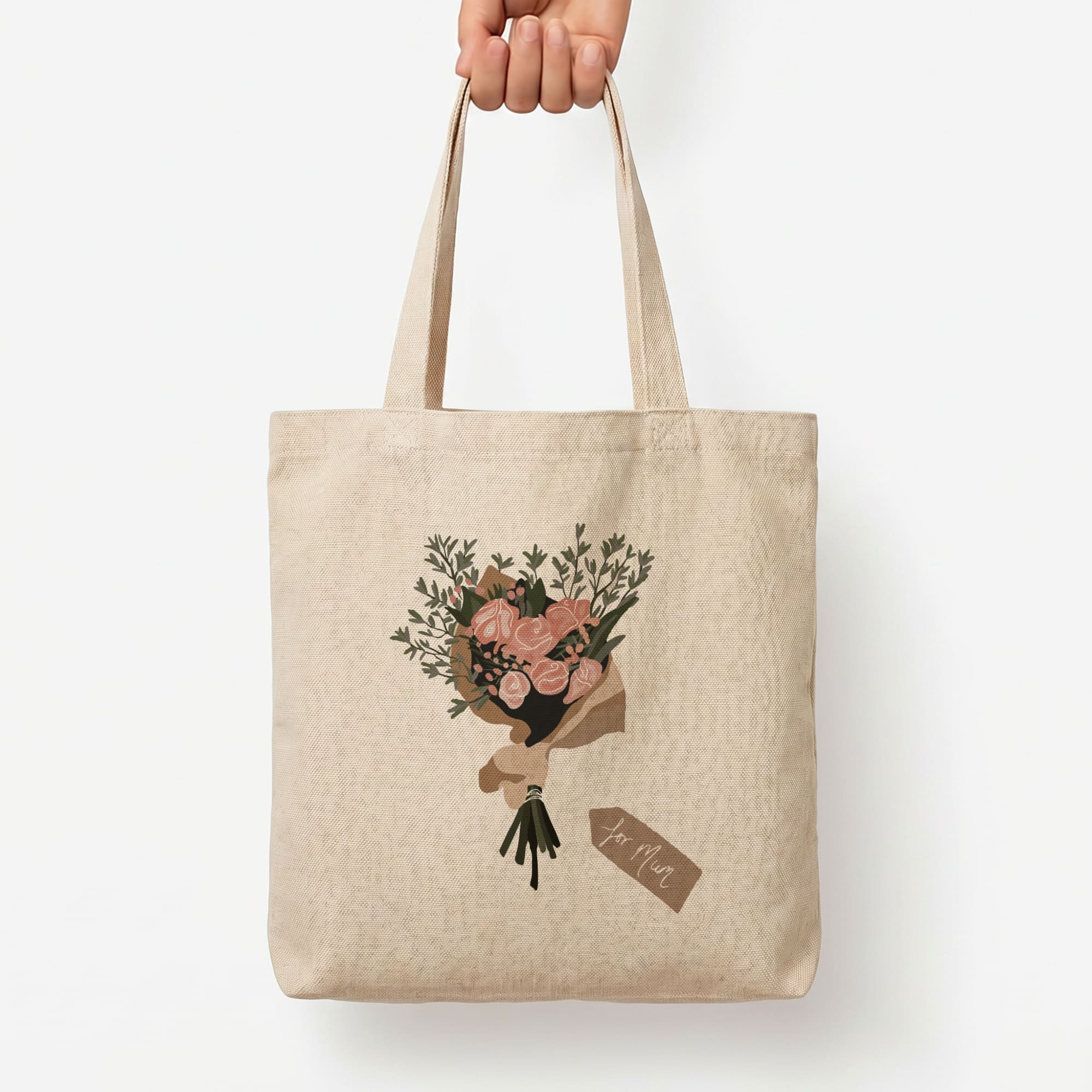 Mum Bouquet - Mother's Day Tote Bag — Natural / Large