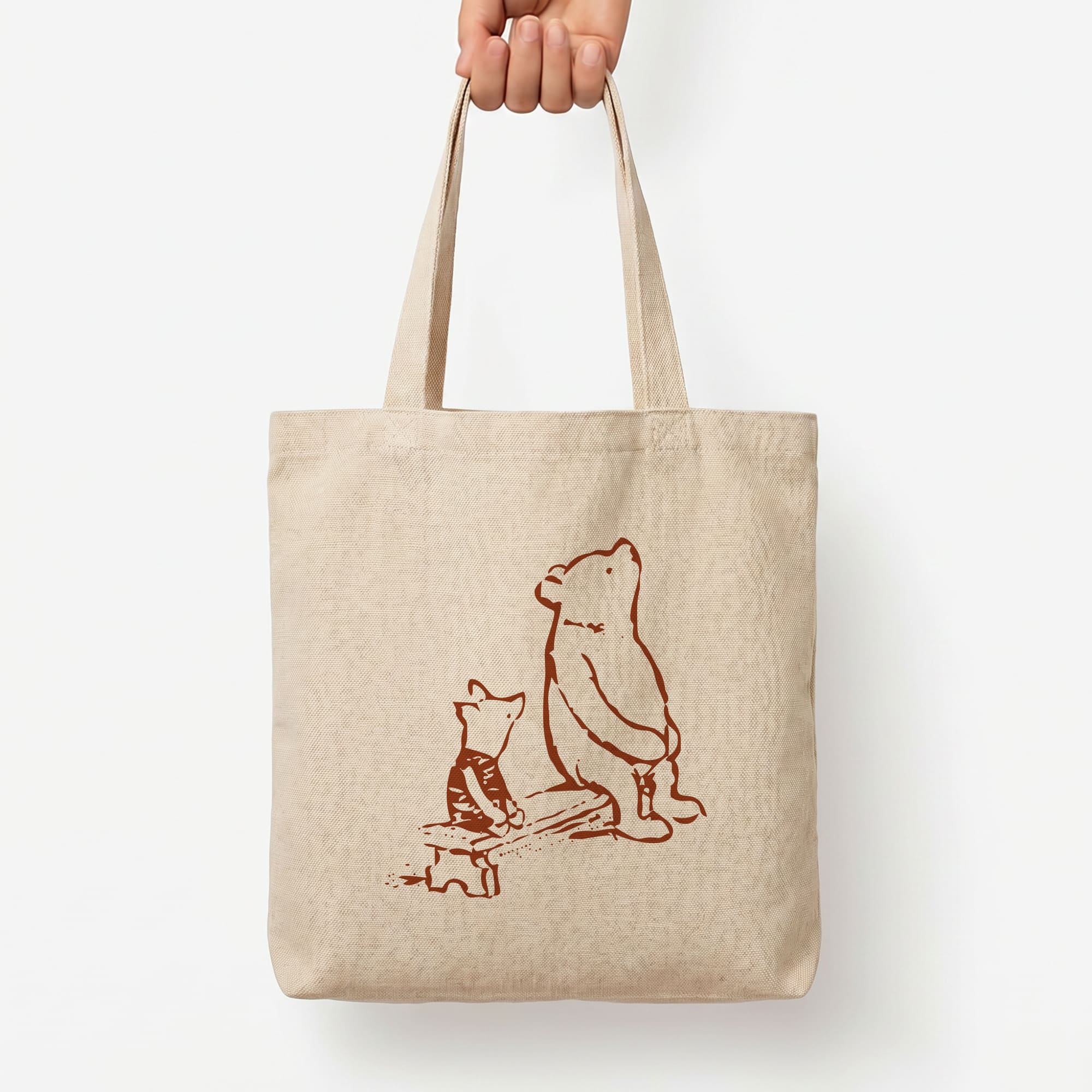 Winnie & Pig Tote Bag — Natural / Large