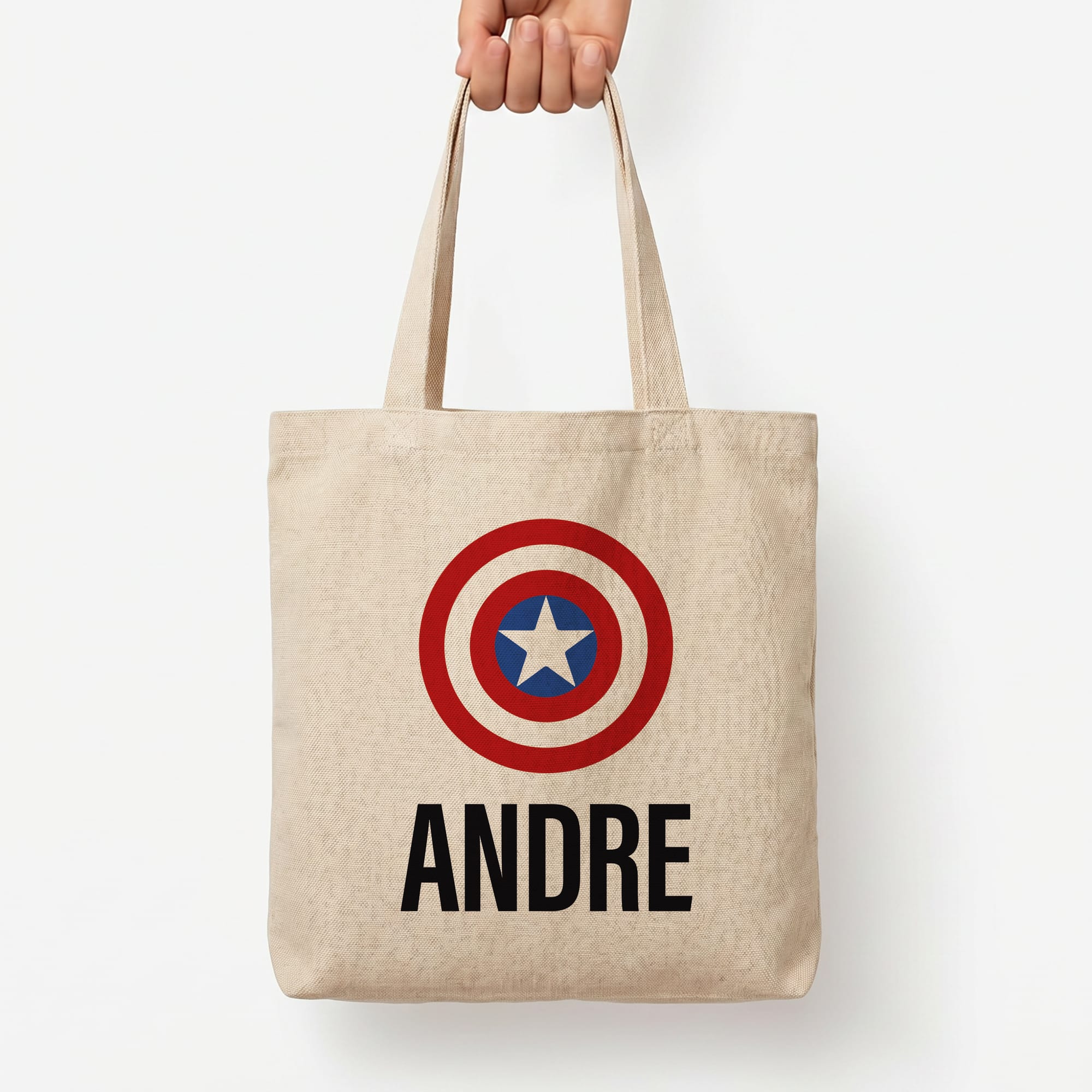Captain America - Personalised Superhero Comic Tote Bag — Natural / Large