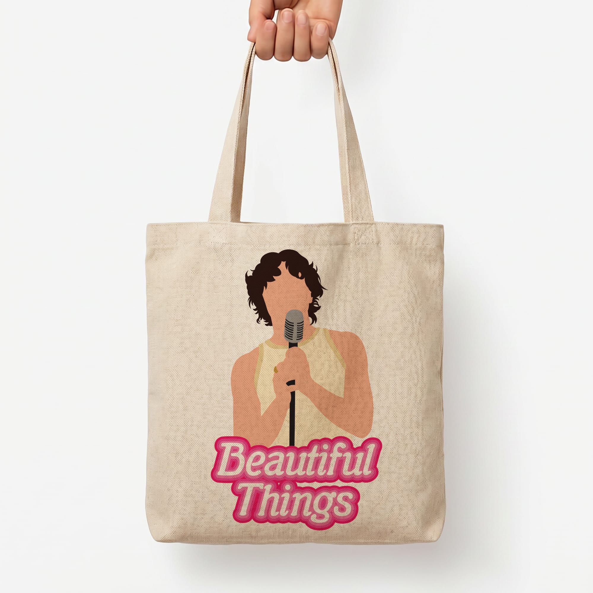 Neon Pink Beautiful Things Tote Bag — Natural / Large