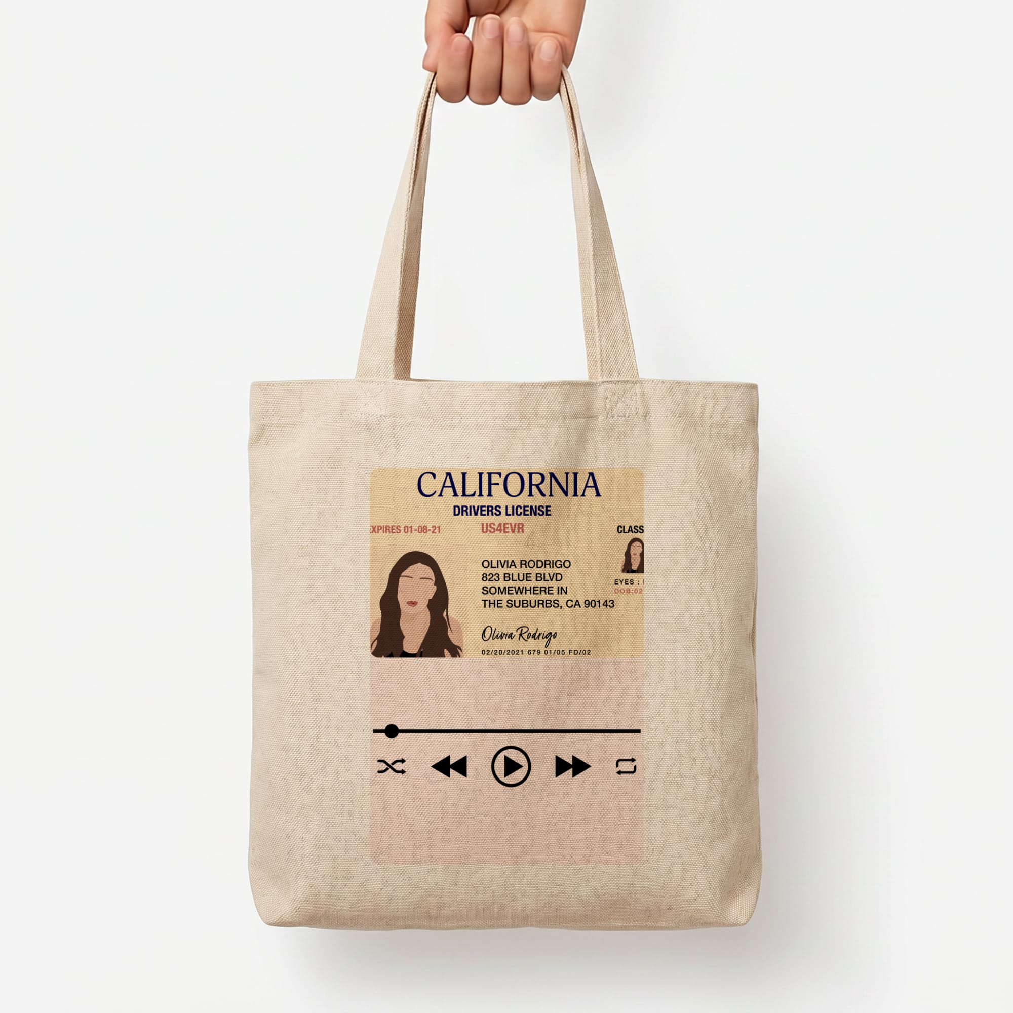Drivers License - Olivia TikTok Tote Bag — Natural / Large